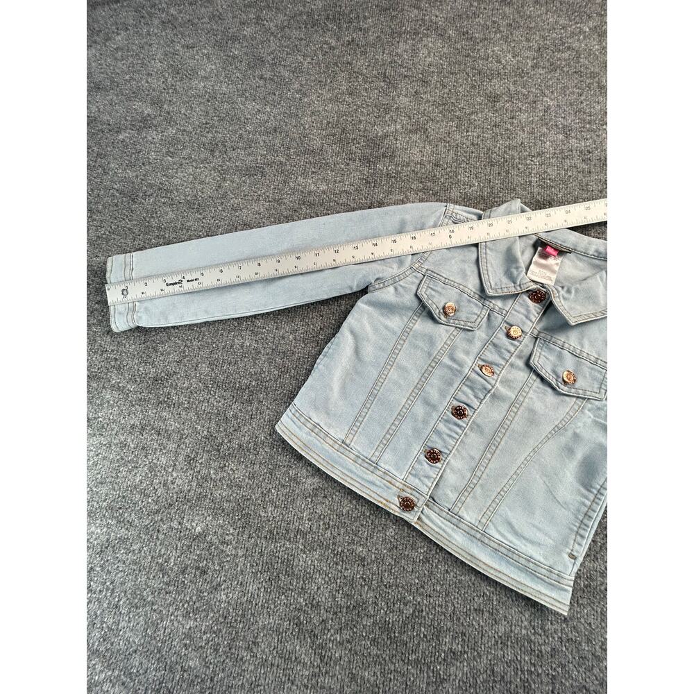 Vince Camuto Girls Size 6 Light Wash Denim Jacket Sequin Heart Back Button Front - Picture 8 of 8